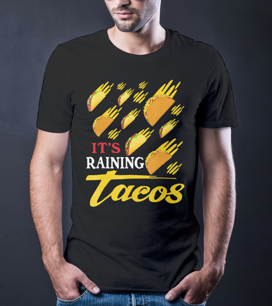 It's Raining Tacos Funny Cartoon Food Meme T-Shirt