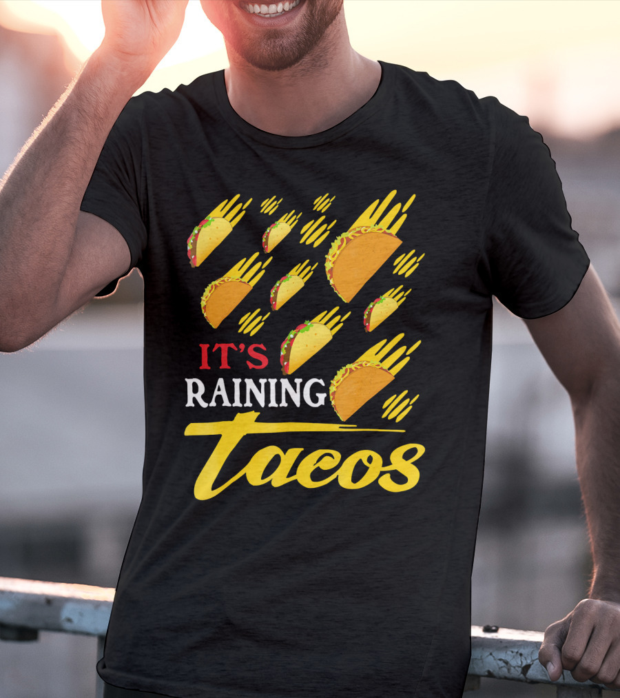 It's Raining Tacos Funny Cartoon Food Meme T-Shirt