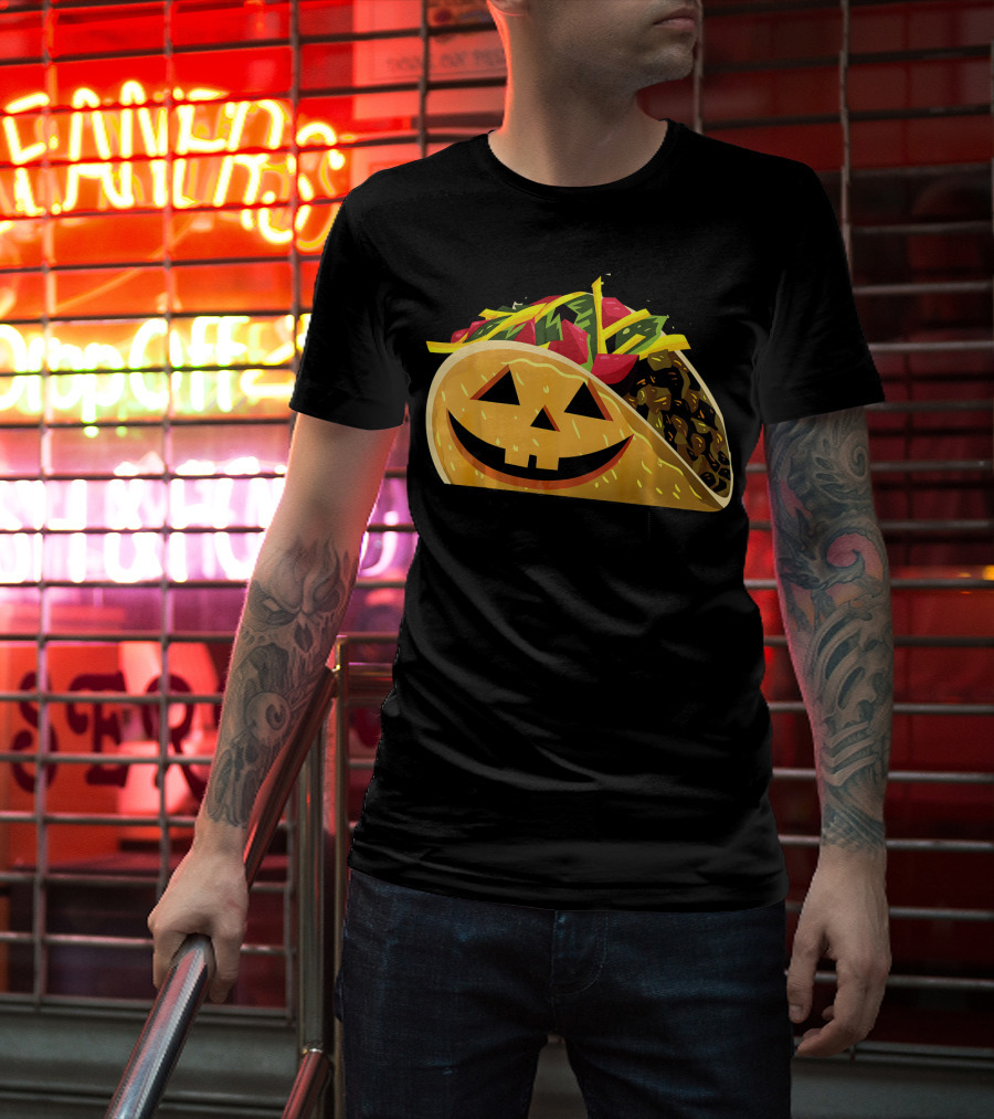 Taco Lantern Happy Haunted Halloween Mex Jack O' Lantern Taco T-Shirt