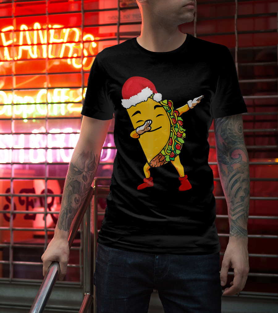 Funny Taco Santa Dabbing Christmas Matcher T-Shirt