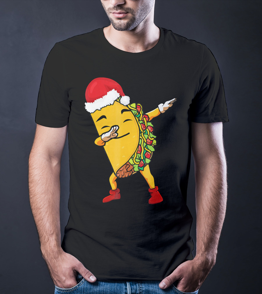 Funny Taco Santa Dabbing Christmas Matcher T-Shirt