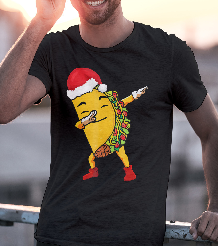 Funny Taco Santa Dabbing Christmas Matcher T-Shirt