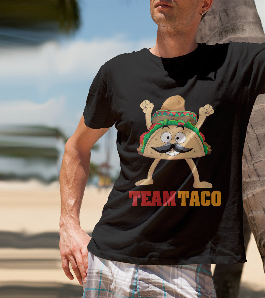 Team Taco Cartoon Mustache Sombrero Enthusiastic T-Shirt