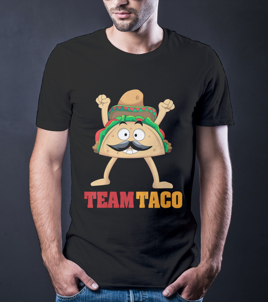 Team Taco Cartoon Mustache Sombrero Enthusiastic T-Shirt