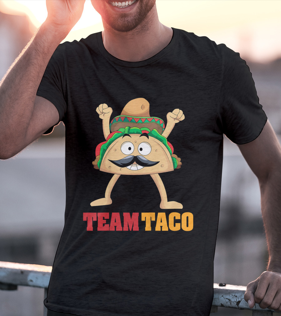 Team Taco Cartoon Mustache Sombrero Enthusiastic T-Shirt