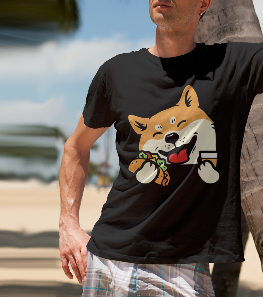 Cute Shiba Inu Taco Pocket Cinco De Mayo T-Shirt