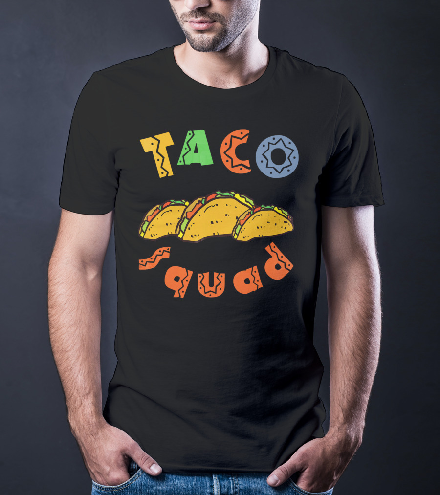Taco Squad Colorful Lettering With Three Tacos T-Shirt