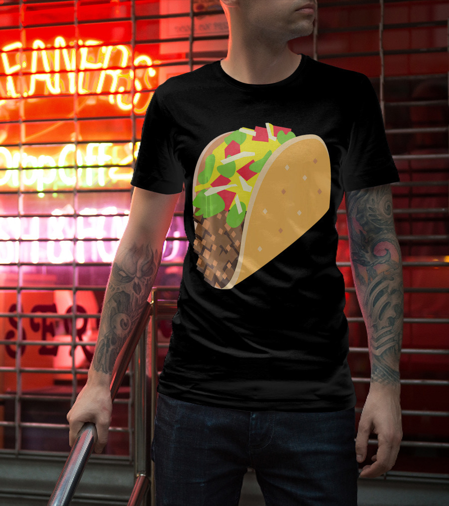 Emoji Taco Tuesday Mexican Tex Mex Torti Pixelated T-Shirt