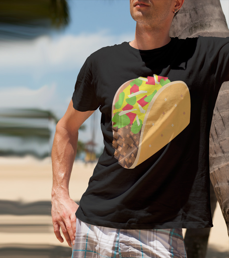 Emoji Taco Tuesday Mexican Tex Mex Torti Pixelated T-Shirt