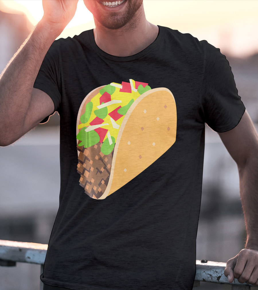 Emoji Taco Tuesday Mexican Tex Mex Torti Pixelated T-Shirt
