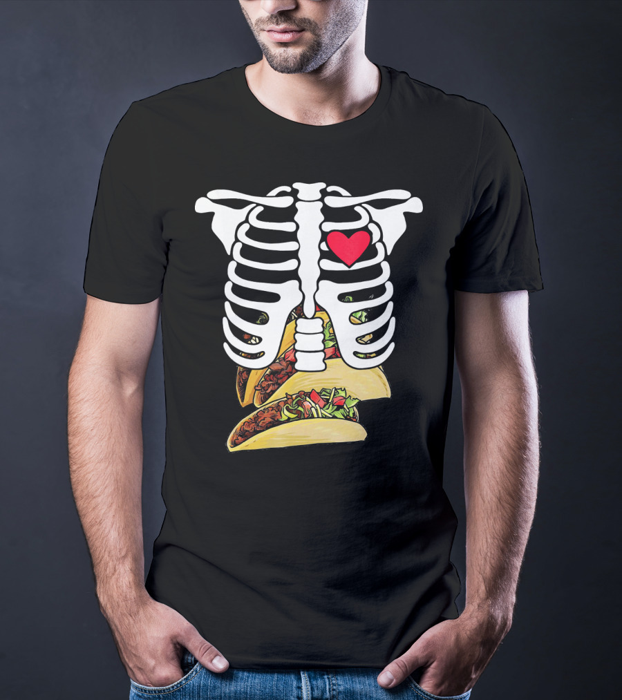 Halloween Funny Skeleton Heart Tacos T-Shirt