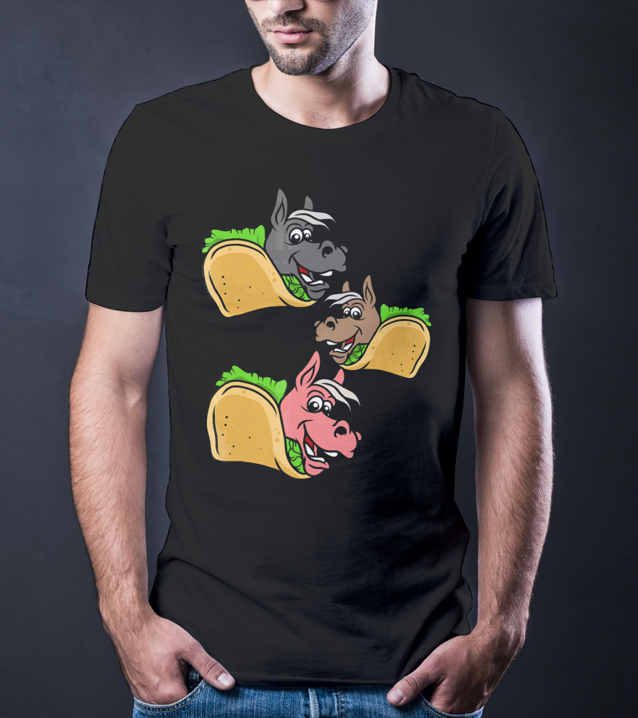 Horses And Tacos Trio Fun Faces T-Shirt