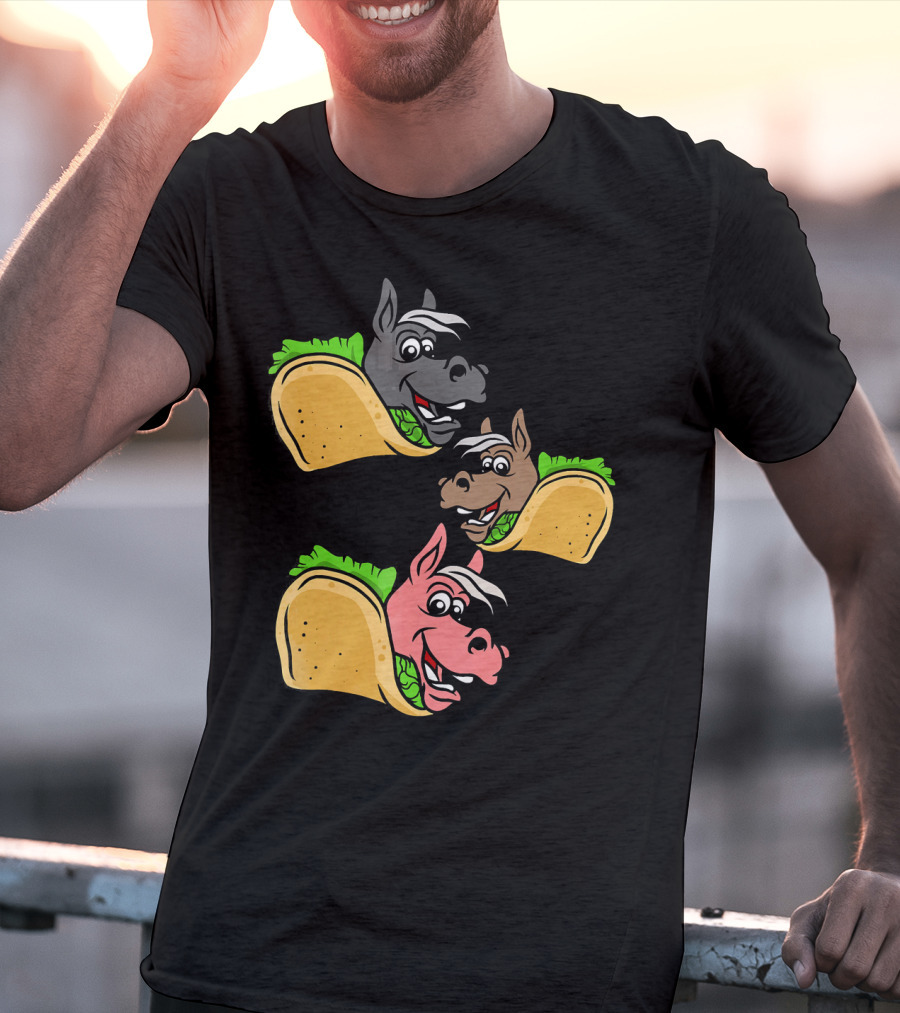 Horses And Tacos Trio Fun Faces T-Shirt
