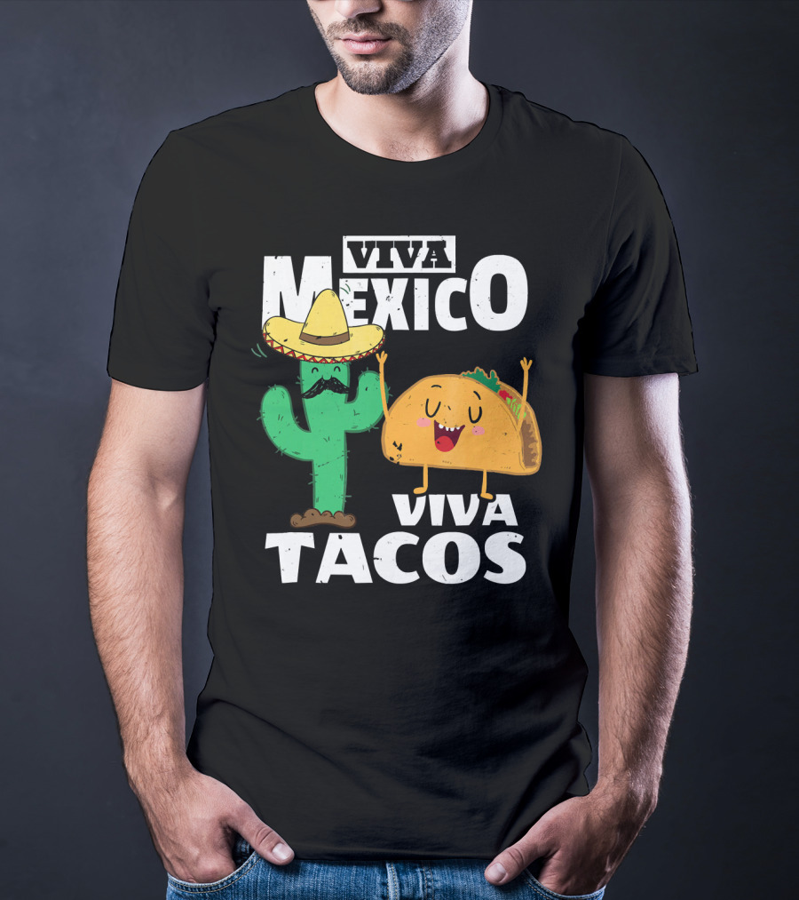 Viva Mexico Viva Tacos Cactus Sombrero T-Shirt