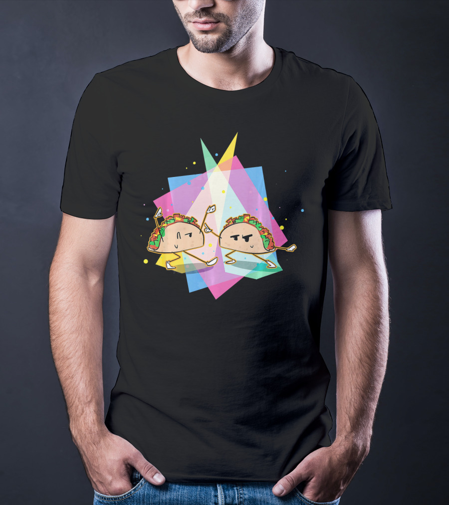 Dancing Disco Tacos Funny Taco 80s Retro T-Shirt