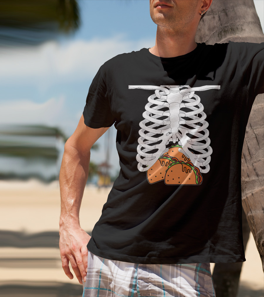 Halloween Taco Lover Skeleton Rib Cage Food Humor T-Shirt