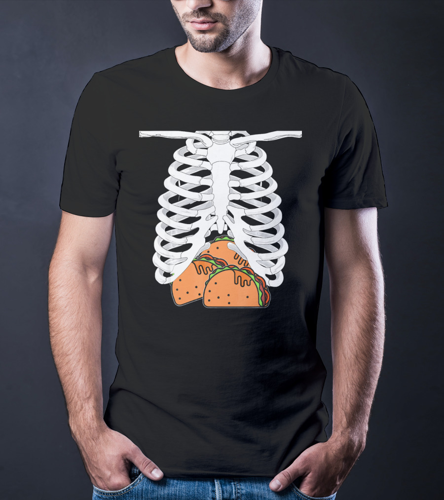 Halloween Taco Lover Skeleton Rib Cage Food Humor T-Shirt