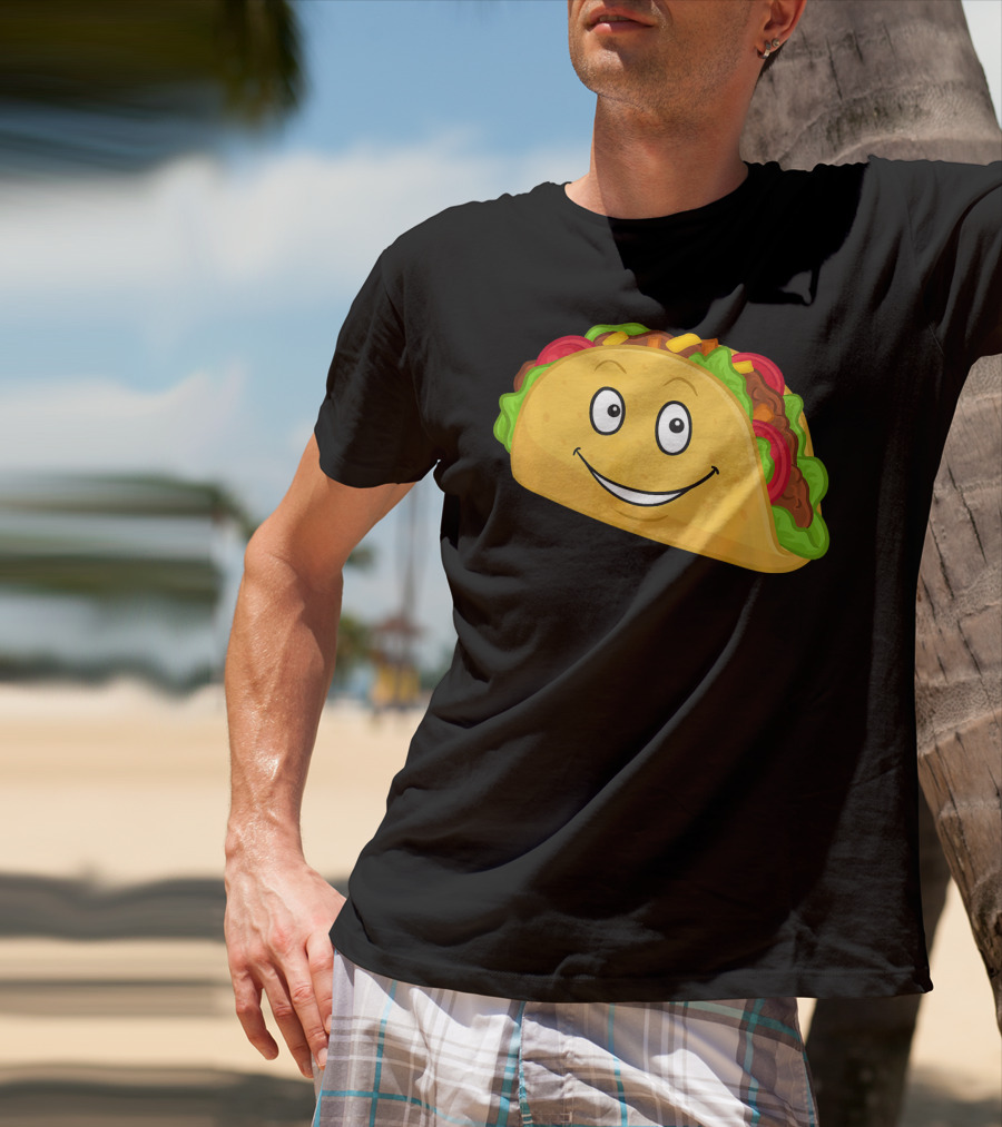 Happy Taco Snack Emoticon Face T-Shirt