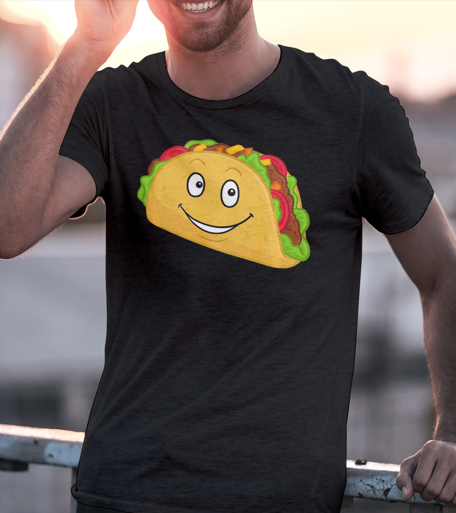 Happy Taco Snack Emoticon Face T-Shirt