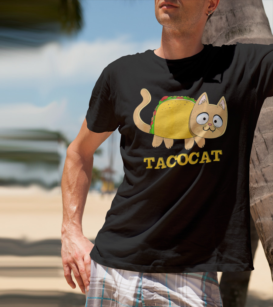 TACOCAT Palindrome Cute Cartoon Funny Cat With Taco Body T-Shirt
