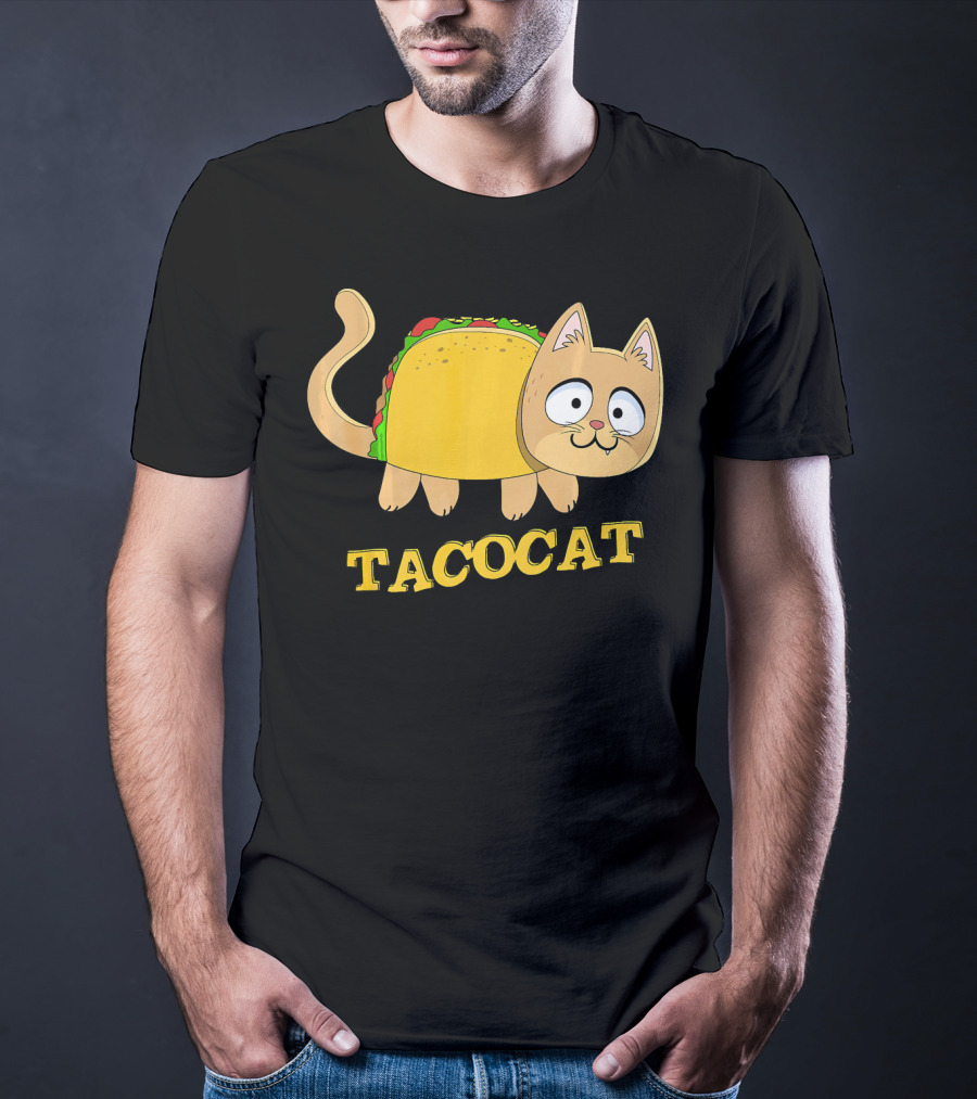 TACOCAT Palindrome Cute Cartoon Funny Cat With Taco Body T-Shirt