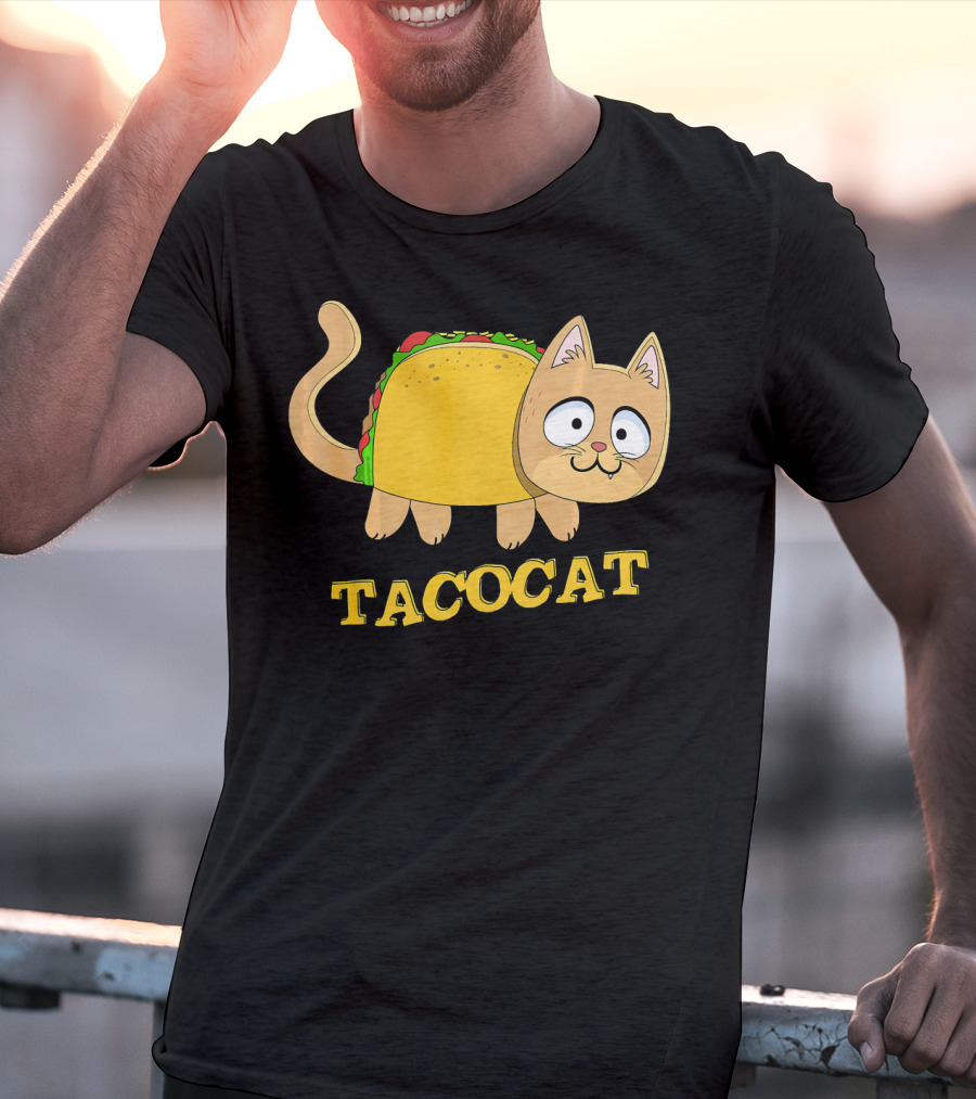 TACOCAT Palindrome Cute Cartoon Funny Cat With Taco Body T-Shirt
