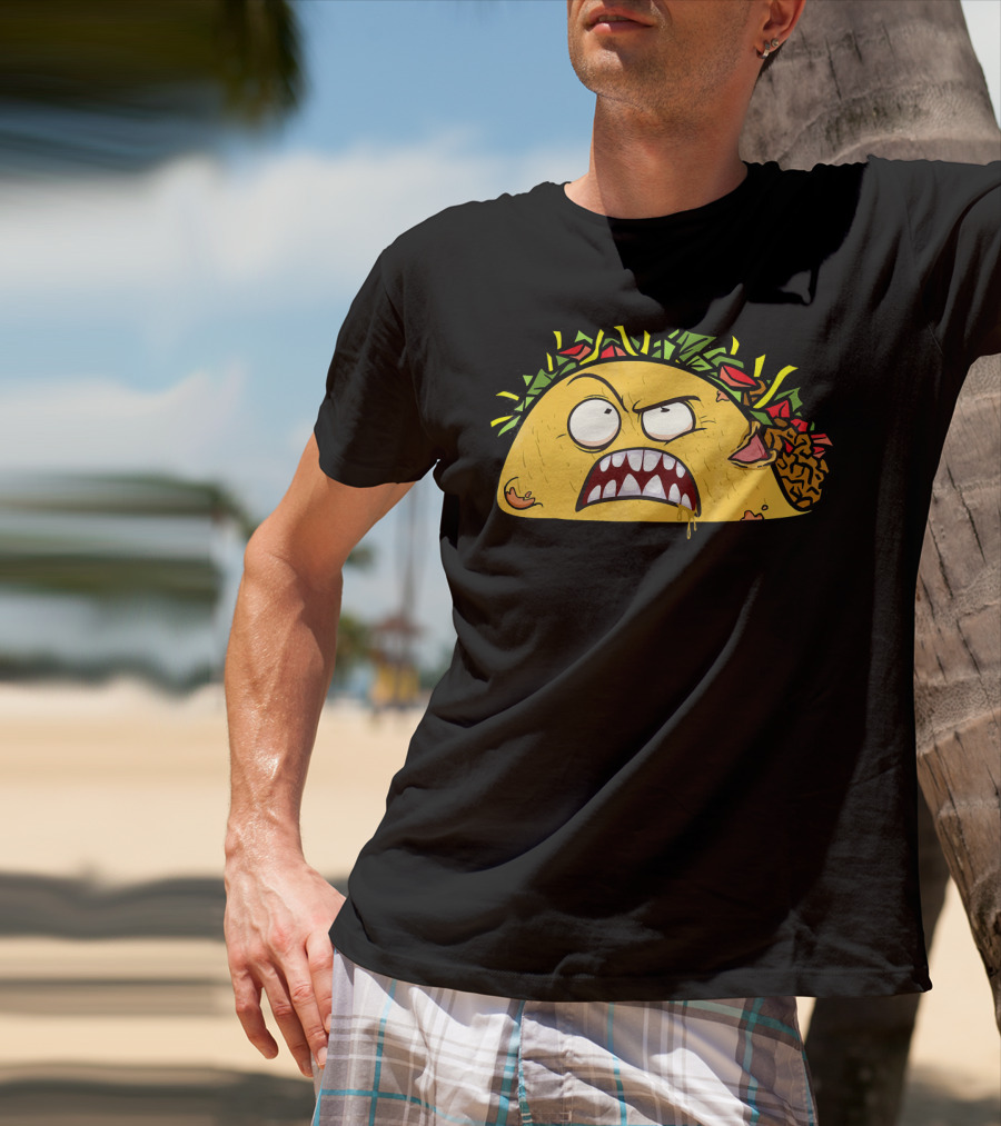 Funny Scary Zombie Tacos Face T-Shirt