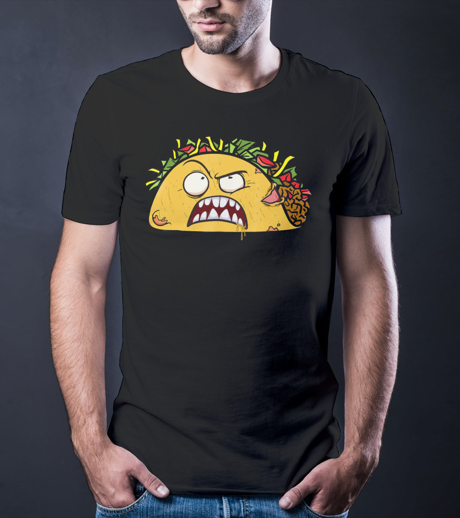 Funny Scary Zombie Tacos Face T-Shirt