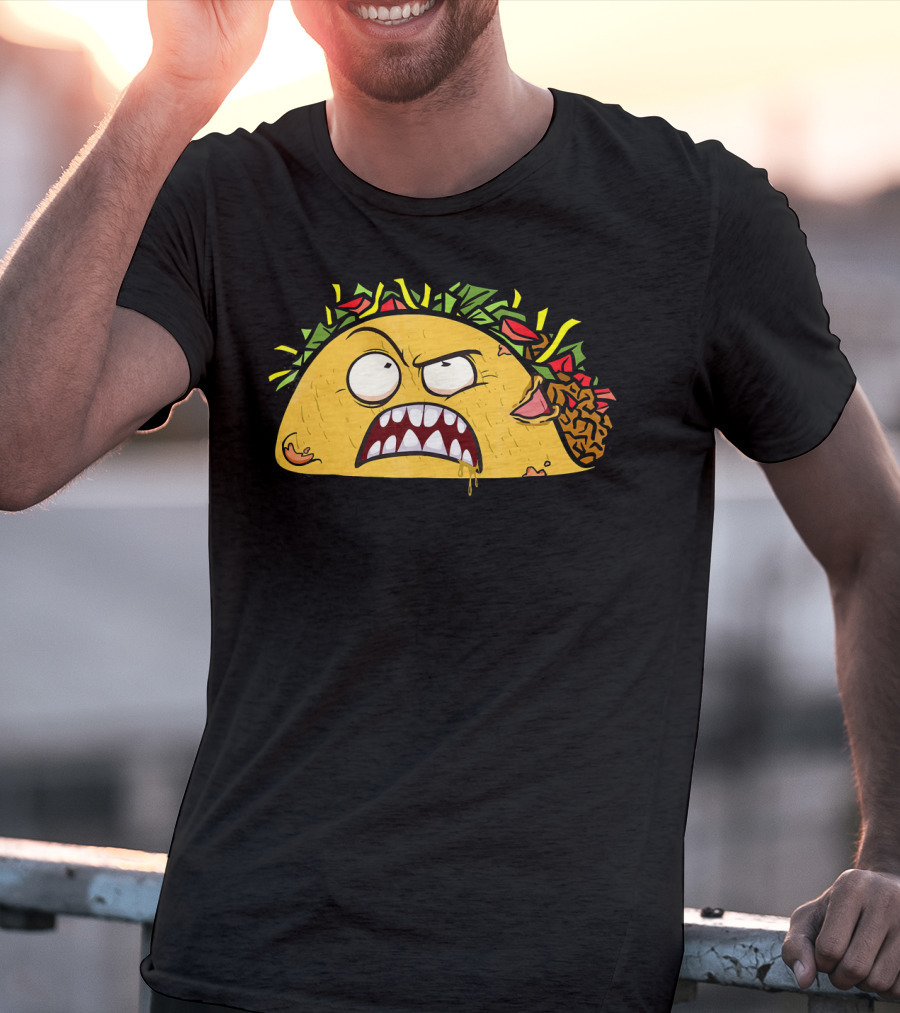 Funny Scary Zombie Tacos Face T-Shirt