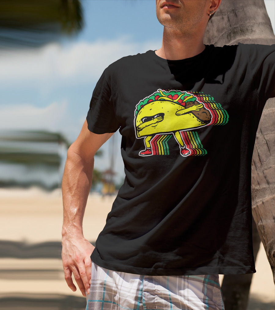 Dabbing Taco With Retro Multicolor Vibe T-Shirt