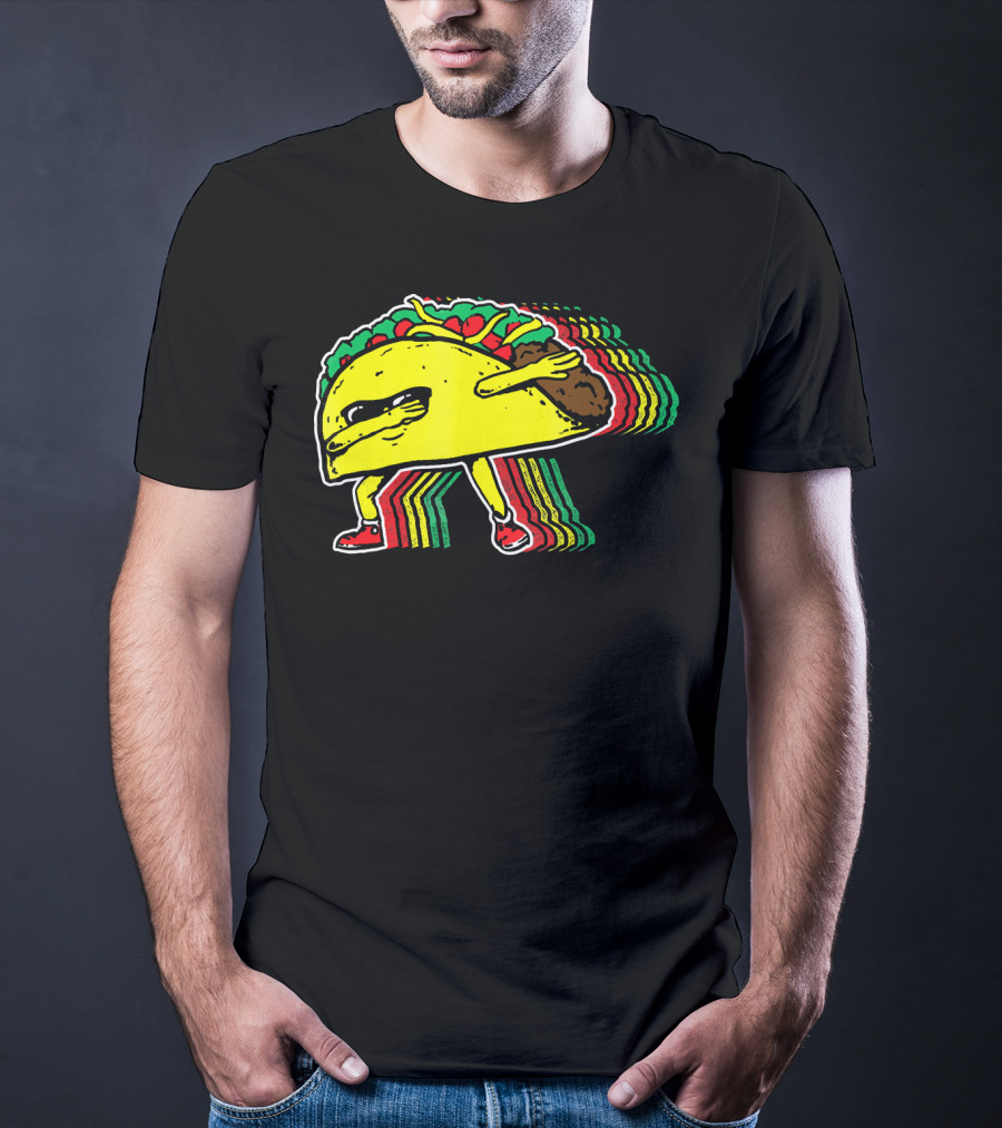 Dabbing Taco With Retro Multicolor Vibe T-Shirt