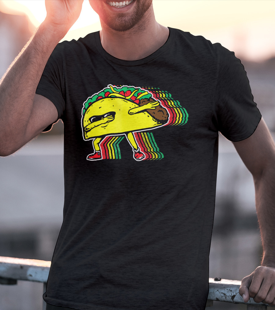 Dabbing Taco With Retro Multicolor Vibe T-Shirt