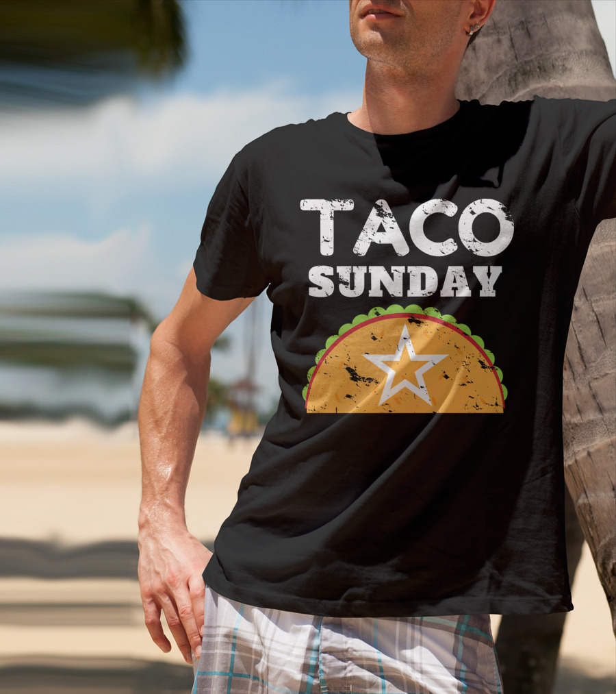 Taco Sunday With Star Inside Crunchy Shell Ribbed Edge T-Shirt