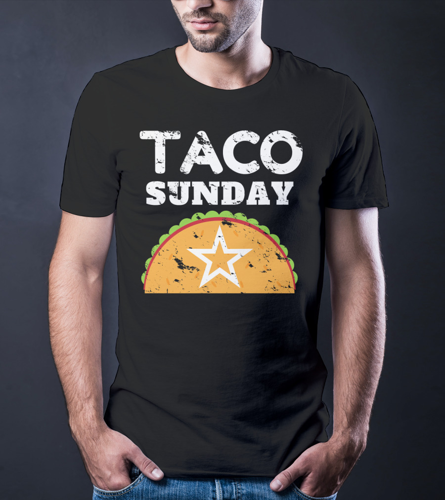 Taco Sunday With Star Inside Crunchy Shell Ribbed Edge T-Shirt