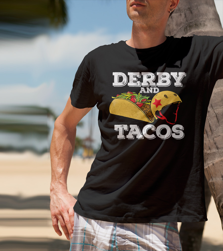 Derby And Tacos Helmet With Star And Taco Filling T-Shirt