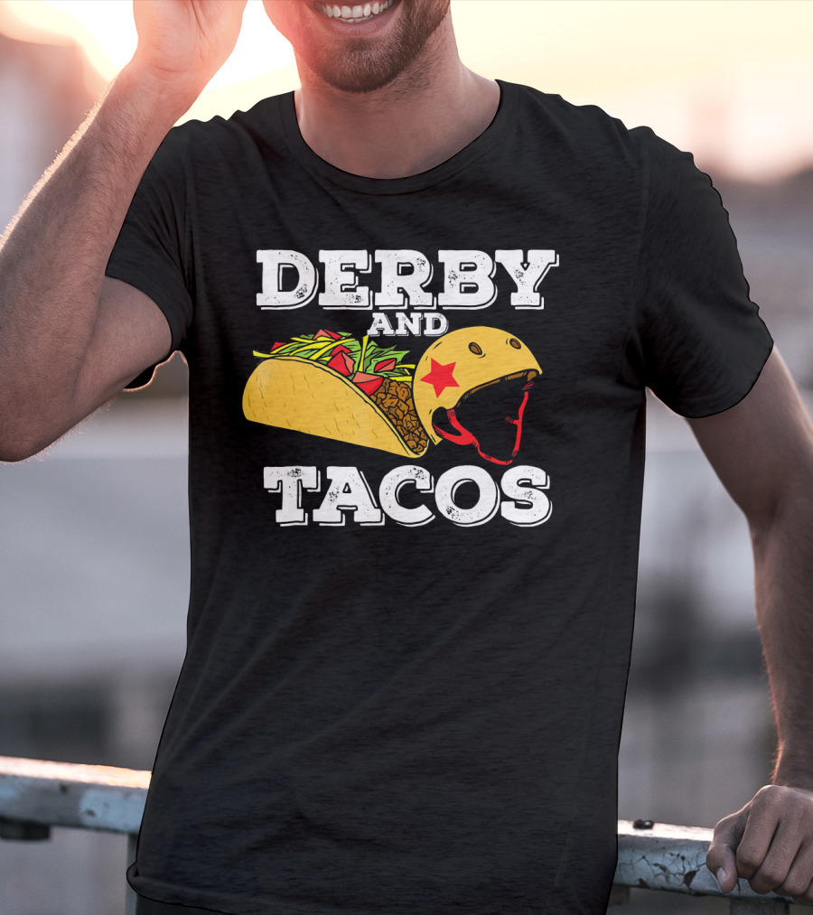 Derby And Tacos Helmet With Star And Taco Filling T-Shirt