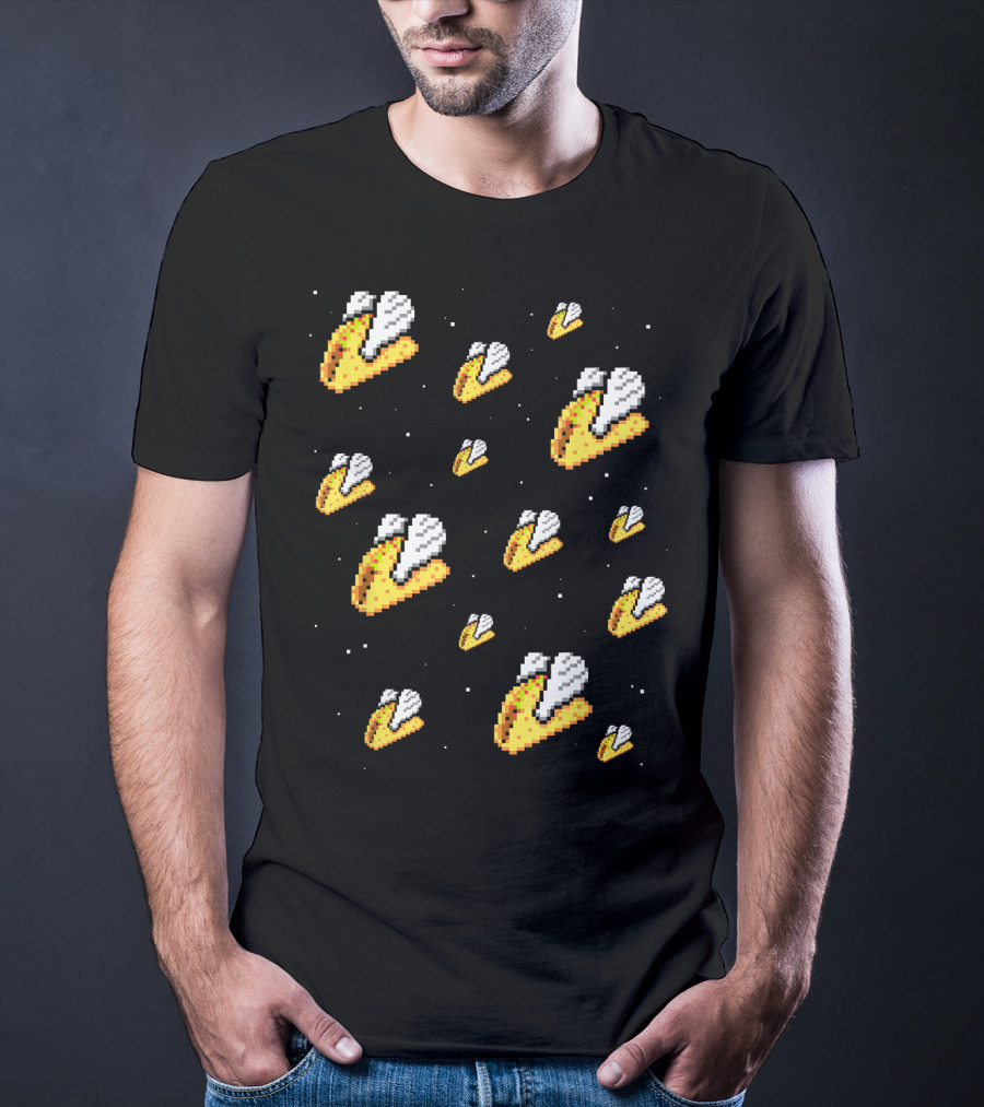 Shirt.Woot Flying Tacos Pixelated Space Adventure T-Shirt
