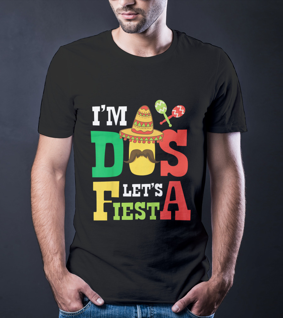 I'm Dos Let's Fiesta 2nd Birthday Taco Hat Maracas T-Shirt