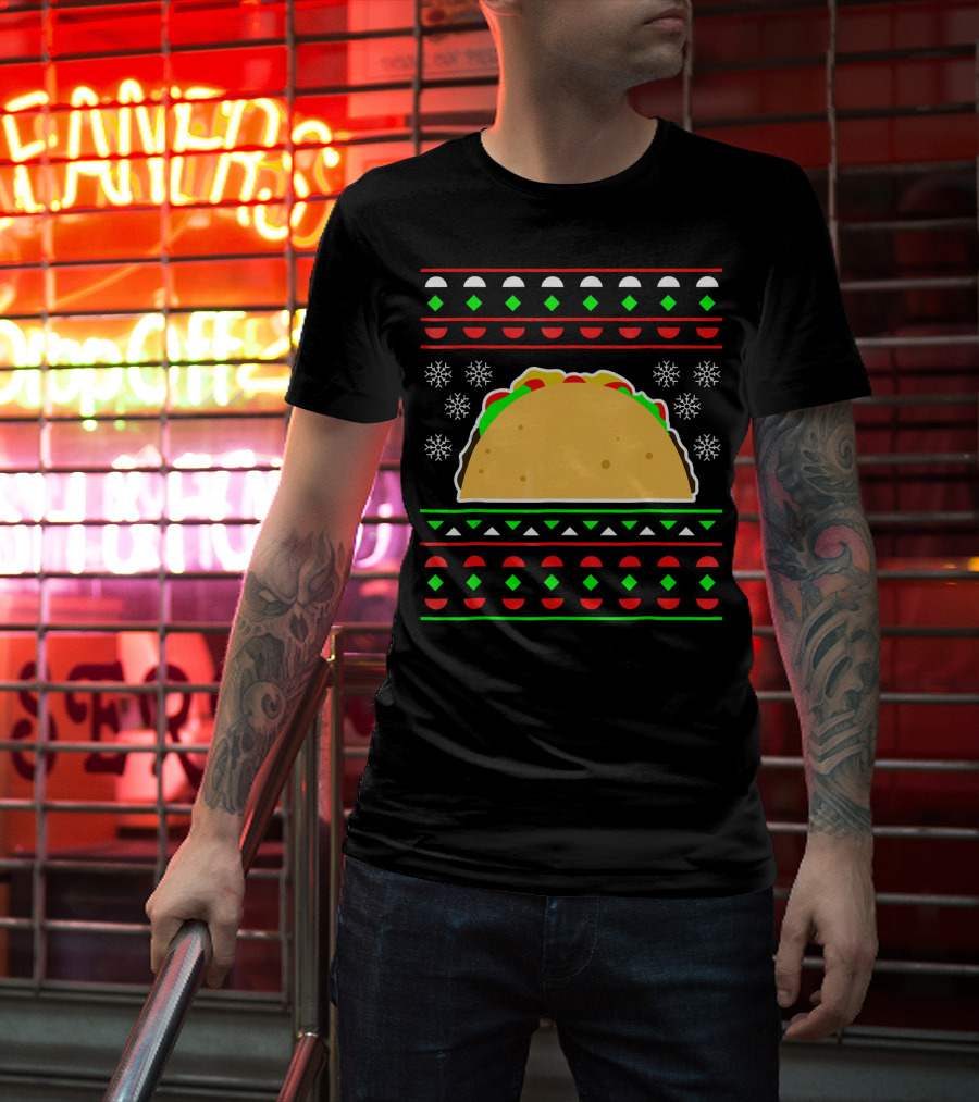Taco Ugly Christmas Sweater Merry T-Shirt