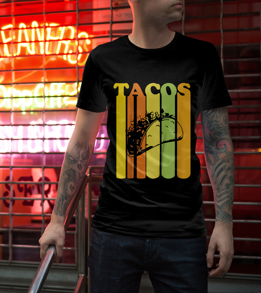 Tacos Retro Vintage Stripes Kids Novelty T-Shirt