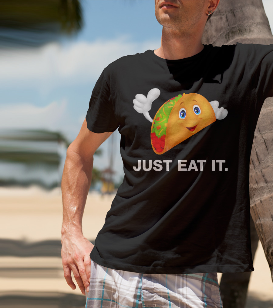 Just Eat It Taco Cartoon Emoji With Hands T-Shirt