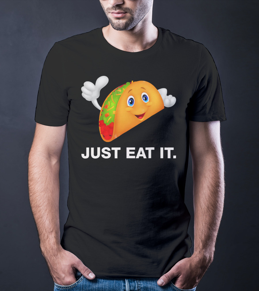 Just Eat It Taco Cartoon Emoji With Hands T-Shirt