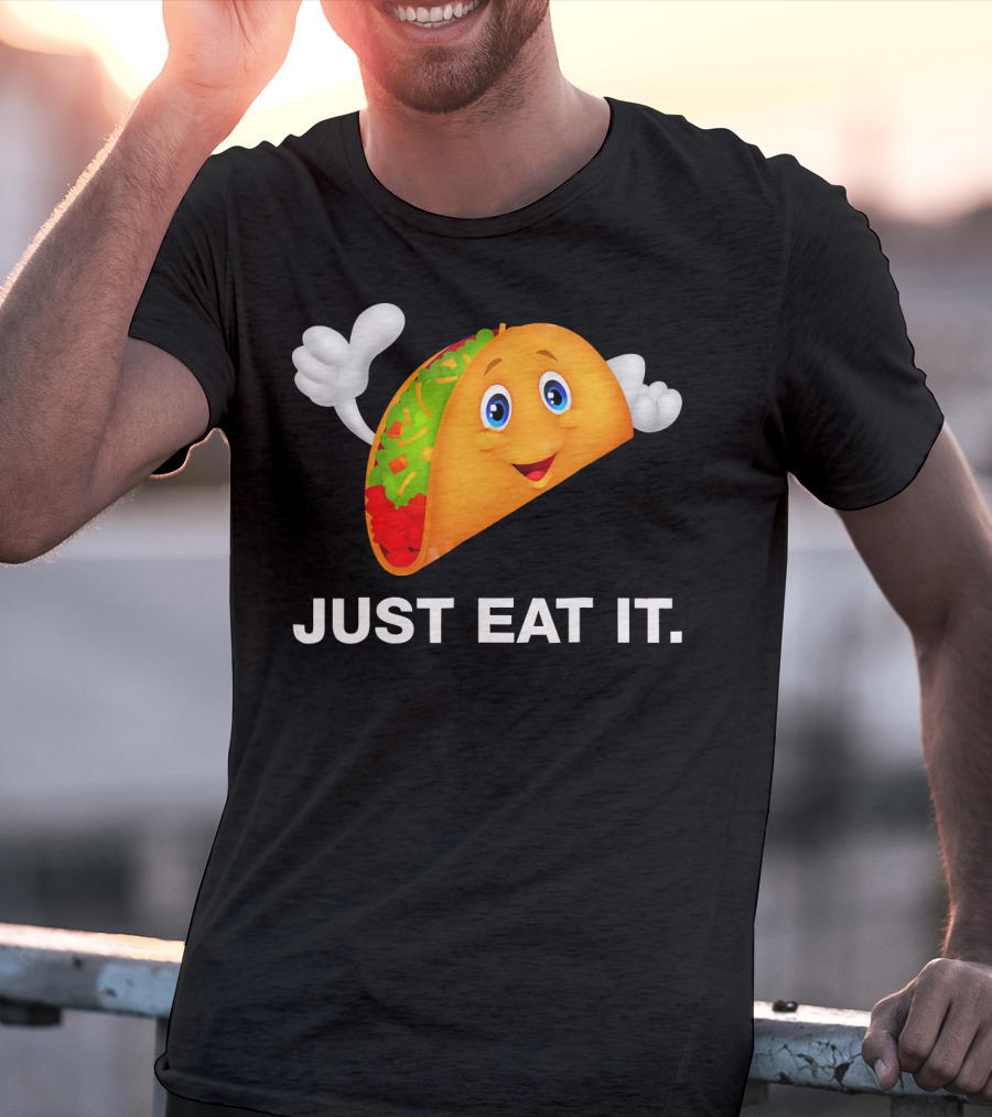 Just Eat It Taco Cartoon Emoji With Hands T-Shirt