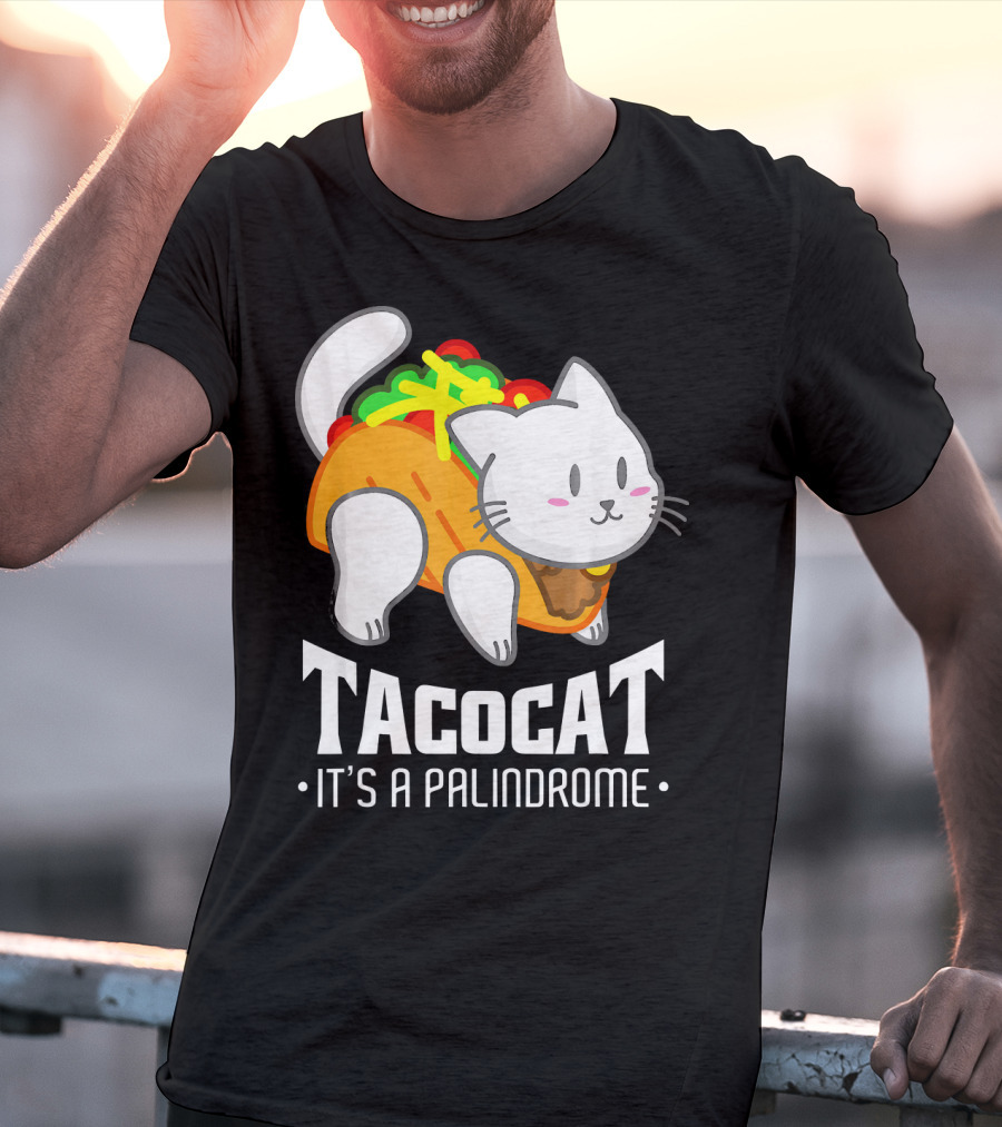 Tacocat It's A Palindrome Cute Funny Taco Cat Lover T-Shirt