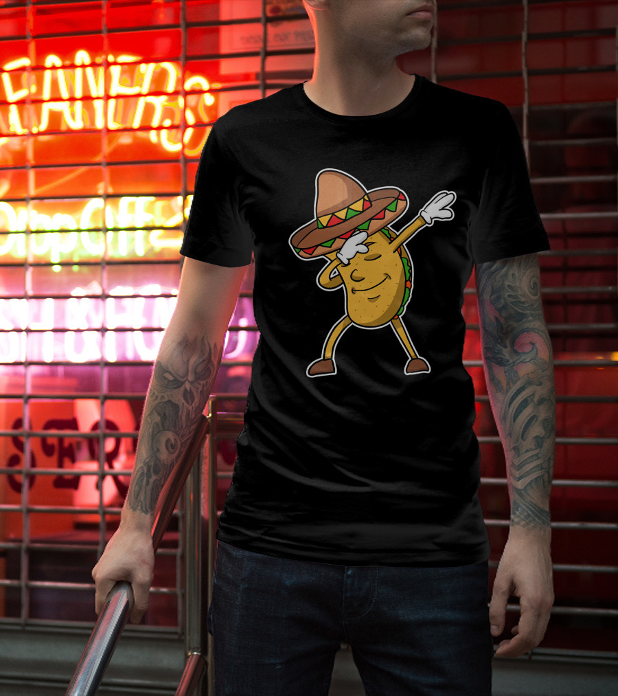 Dabbing Taco With Sombrero Funny Dab Dance T-Shirt