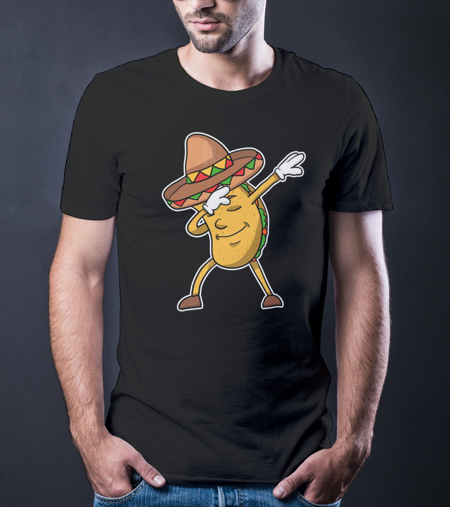 Dabbing Taco With Sombrero Funny Dab Dance T-Shirt