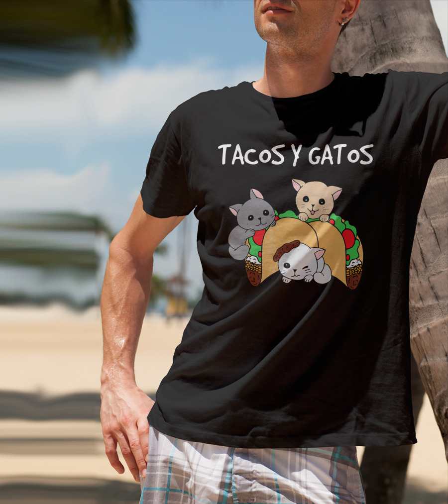 Tacos Y Gatos Cute Funny Cats In Tacos T-Shirt