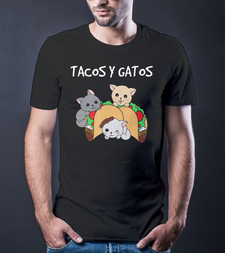 Tacos Y Gatos Cute Funny Cats In Tacos T-Shirt