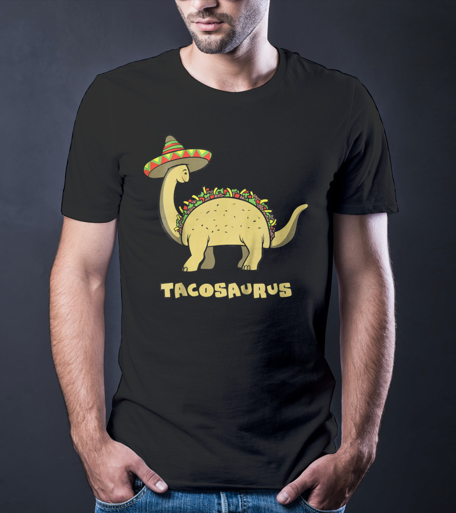 Kids Funny Tacosaurus Dinosaur With Sombrero Hat T-Shirt