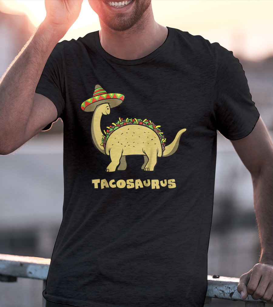 Kids Funny Tacosaurus Dinosaur With Sombrero Hat T-Shirt